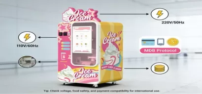 Cómo resolver los problemas de voltaje y cumplimiento para máquinas expendedoras de helados en diferentes países